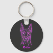 Custom Doberman Neon Glow Personalized キーホルダー (正面)