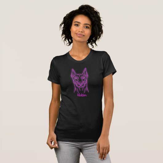 Custom Doberman Neon Glow Personalized Tシャツ (正面フル)