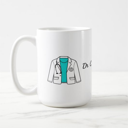 Custom Doctor Coat Mug | Stethoscope Outline  コーヒーマグカップ (左)