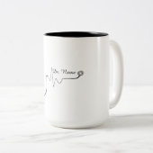 Custom Doctor Name Stethoscope Heartbeat Design ツートーンマグカップ (正面右)