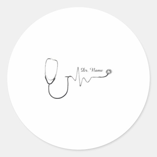 Custom Doctor Name Stethoscope Heartbeat Design Tw ラウンドシール (正面)