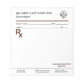 Custom Doctor Prescription Notepad Editable RX Pad ノートパッド (正面)