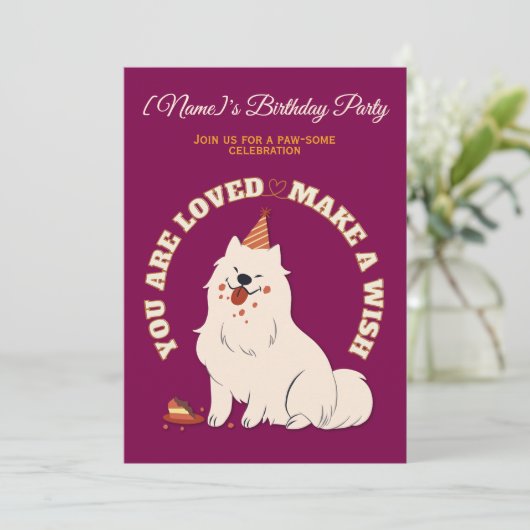 Custom Dog Birthday Party Invite Make A Wish 招待状 (スタンド正面)