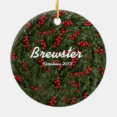 Custom Dog Cat Pet Photo Christmas Ornament セラミックオーナメント (裏面)