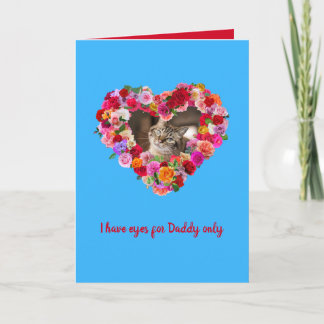 Custom Dog, Cat, Pet Photo Father's Day Rose Heart カード