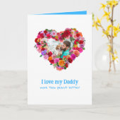 Custom Dog, Cat, Pet Photo Father's Day Rose Heart カード (黄色い花)