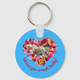 Custom Dog, Cat, Pet Photo Father's Day Rose Heart キーホルダー