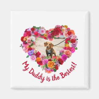 Custom Dog, Cat, Pet Photo Father's Day Rose Heart マグネット