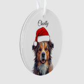 Custom Dog Christmas Ornament Santa Hat Photo Gift オーナメント (正面)