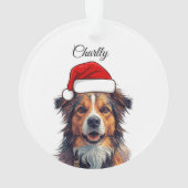 Custom Dog Christmas Ornament Santa Hat Photo Gift オーナメント (裏面)