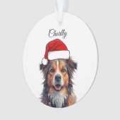Custom Dog Christmas Ornament Santa Hat Photo Gift オーナメント (正面)