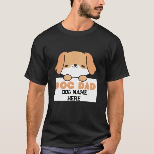 Custom Dog Dad Cute Puppy Illustration T-Shirt Tシャツ (正面)