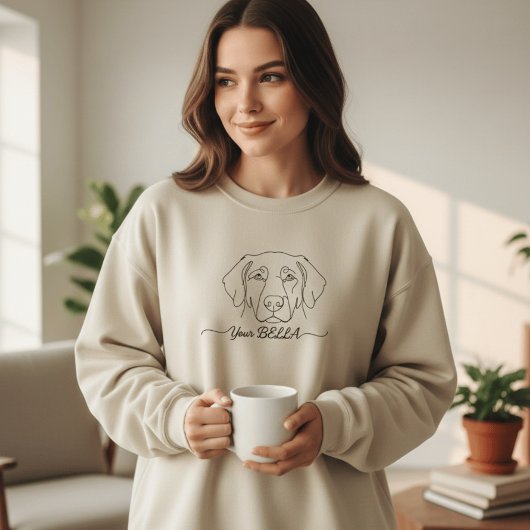 Custom Dog Ear Line Art Sweatshirt | Personalized  スウェットシャツ