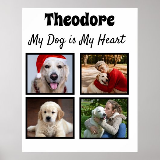 Custom dog four photo collage ポスター (正面)