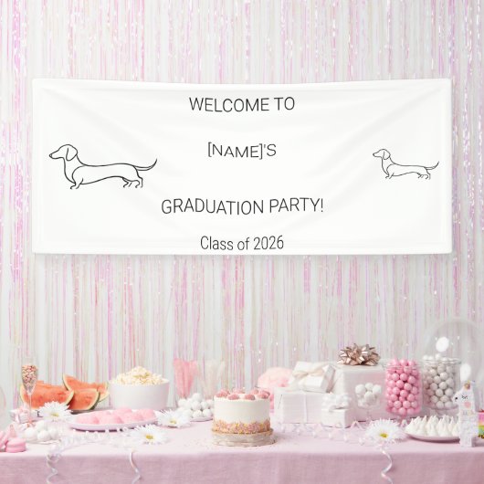 Custom Dog Graduate Welcome Banner | Photo & Breed 横断幕 (パーティー)
