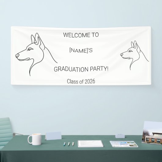 Custom Dog Graduate Welcome Banner | Photo & Breed 横断幕 (トレードショー)