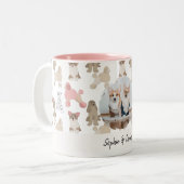 Custom Dog Lover Photo Name | Pet Pattern Coffee ツートーンマグカップ (正面左)