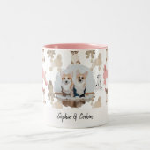 Custom Dog Lover Photo Name | Pet Pattern Coffee ツートーンマグカップ (中央)