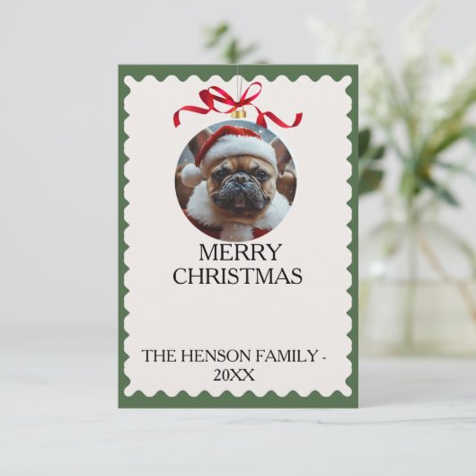 Custom Dog Merry Christmas Photo Card 招待状 (スタンド正面)