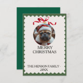 Custom Dog Merry Christmas Photo Card 招待状 (正面/裏面)
