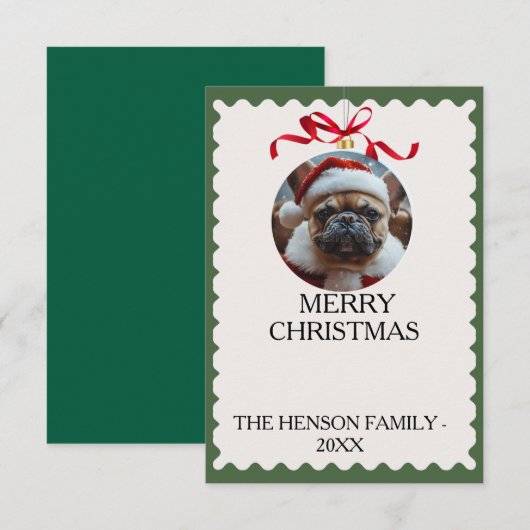 Custom Dog Merry Christmas Photo Card 招待状 (正面/裏面)