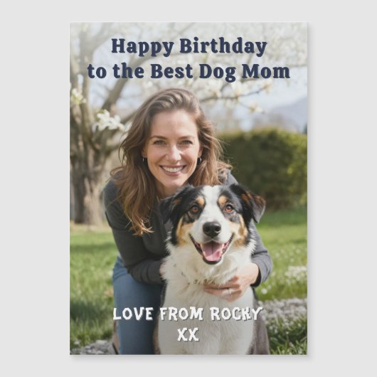 Custom Dog Mom Birthday Photo Magnetic Card (正面)
