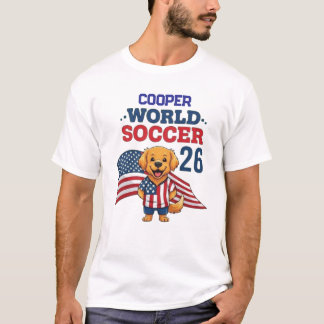 Custom Dog Name USA Soccer Fan 2026 Golden Retriev Tシャツ