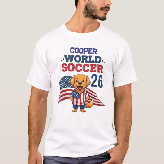 Custom Dog Name USA Soccer Fan 2026 Golden Retriev Tシャツ (正面)