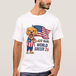 Custom Dog Name USA Soccer Fan 26 Golden Retriever Tシャツ