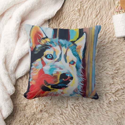 Custom Dog Painting - Gift for Husky Lovers クッション (ブランケット)