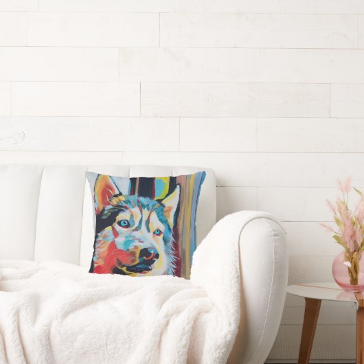 Custom Dog Painting - Gift for Husky Lovers クッション (ソファ)