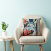 Custom Dog Painting - Gift for Husky Lovers クッション (椅子)