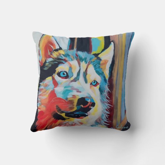 Custom Dog Painting - Gift for Husky Lovers クッション (裏面)