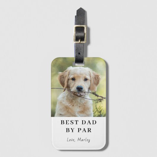 Custom Dog Photo Best Dad By Par Personalized ラゲッジタグ (正面縦)