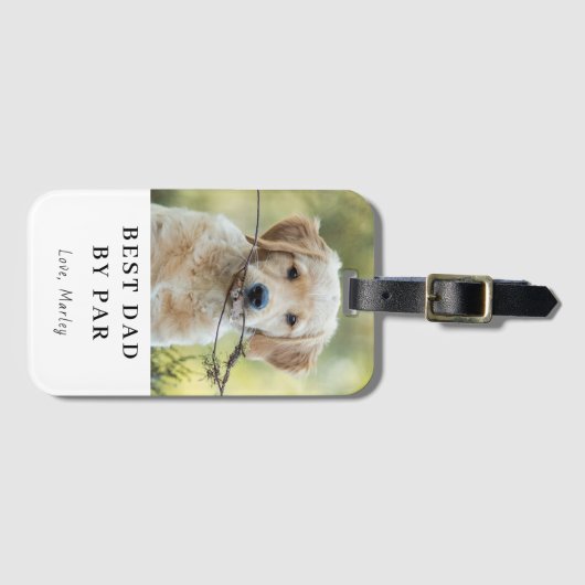 Custom Dog Photo Best Dad By Par Personalized ラゲッジタグ (正面横)