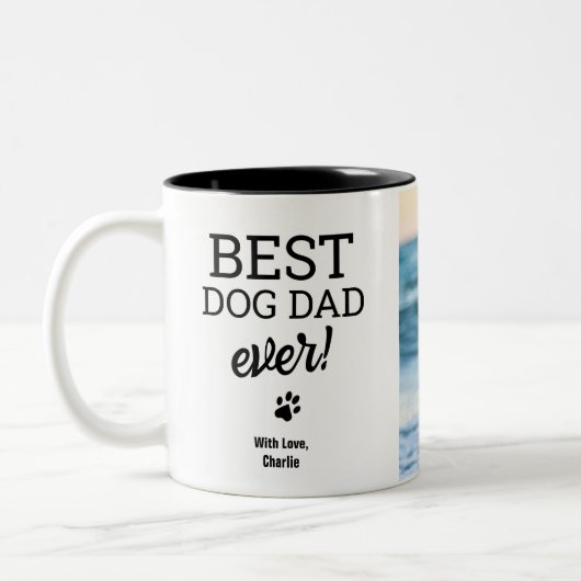 Custom Dog Photo Best DOG Dad Ever personalized ツートーンマグカップ (左)