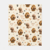 Custom Dog Photo Blanket with Hearts フリースブランケット (正面)