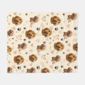 Custom Dog Photo Blanket with Hearts フリースブランケット (正面(横))