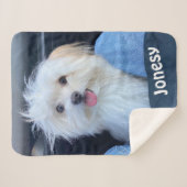 Custom Dog Photo Blanket with Pet's Name シェルパブランケット (正面(横))