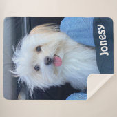 Custom Dog Photo Blanket with Pet's Name シェルパブランケット (正面(横))