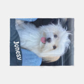 Custom Dog Photo Blanket with Pet's Name フリースブランケット (正面(横))