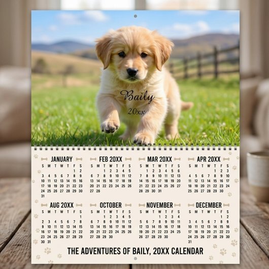 Custom Dog Photo Calendar Personalized Pet Gift カレンダー