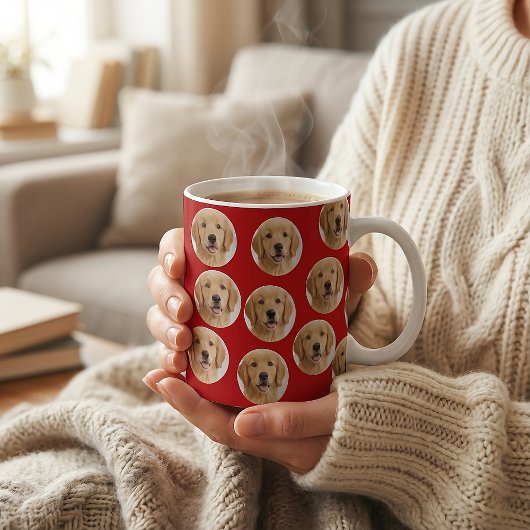 Custom Dog Photo | Cute Personalized Red  コーヒーマグカップ