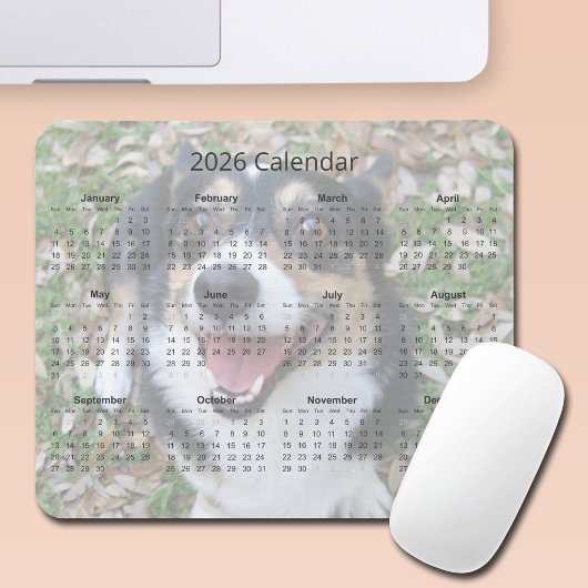 Custom Dog Photo Cute Pet 2026 Calendar Magnet マウスパッド