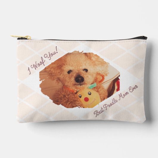 Custom Dog Photo Milk Beige Poodle Mom Gift Pouch アクセサリーポーチ (正面)