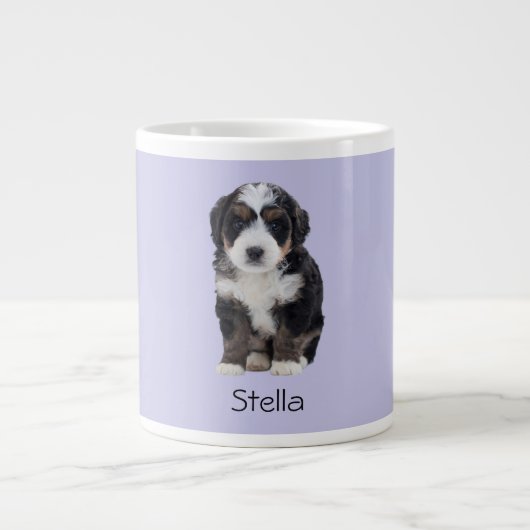 Custom Dog Photo – Misty Lilac with Pet Name -  ジャンボコーヒーマグカップ (正面)