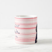 Custom Dog Photo Mug Muted Pink Stripe Name コーヒーマグカップ (中央)