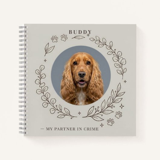 Custom Dog Photo Notebook | Elegant Pet Keepsake ノートブック (正面)