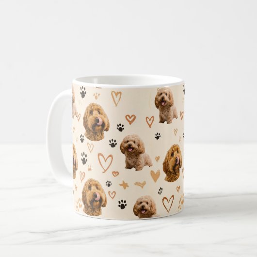 Custom Dog Photo Pattern  コーヒーマグカップ (正面左)