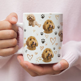 Custom Dog Photo Pattern コーヒーマグカップ